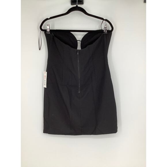 Bardot Size 10/XL Black Mini Eleni Dress Strapless Cut-Out Contoured Neck I14-12 - Picture 6 of 13